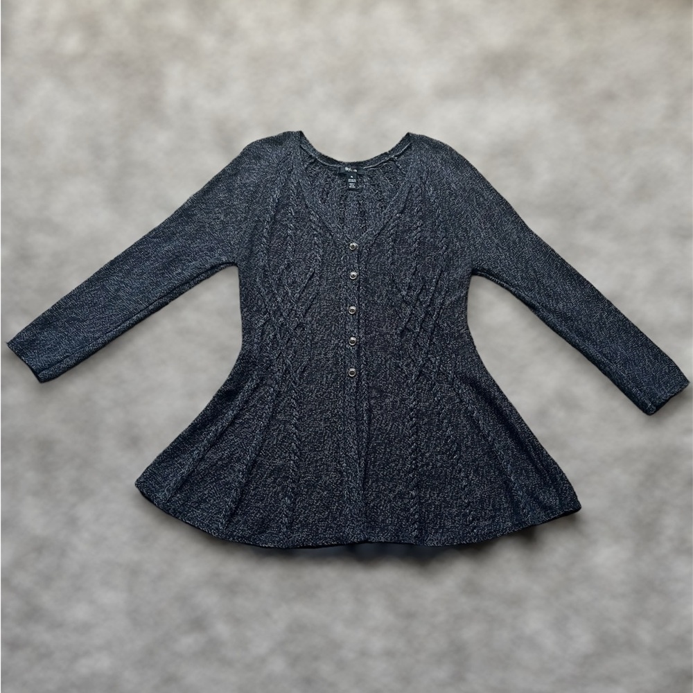 Style & Co. Black Sweater Cardigan Cable Knit